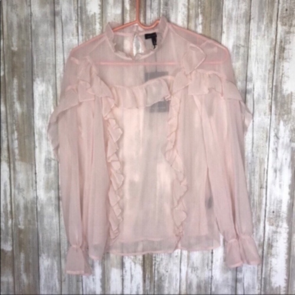 NWT Who What Wear Blush Ruffle Blouse - Picture 3 of 6